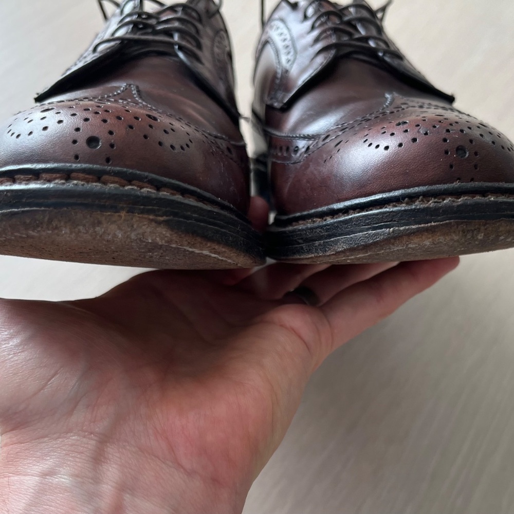 Alden Shoes Mens 7.5 Long Wing Gunboat Bluchers Dark Brown Calfskin for J. Crew - Picture 13 of 14